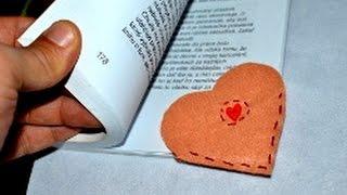 Handmade felt heart bookmark