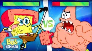 Bob Esponja | Cenas de Luta de Bob Esponja com BARRAS DE VIDA  | 60+ Minutos | Português