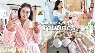 my morning + night routine (vlog) in college, GRWM, self care habits, productive 6AM-10PM day ️