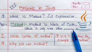 Methods in Java (Hindi) | What is method? Explain with Syntax & Example