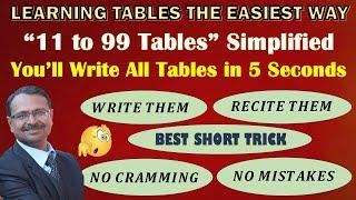 Tables of 11 to 99 in 5 Seconds II Exclusive Trick to Remember Tables II No More Errors in Tables