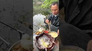 The unique meal right after catching fish of rural fisherman #12