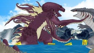 OCTOZILLA | Octopus Evolution vs Shark Godzilla | PANDY Animation 55