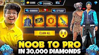 Free Fire NOOB I’d To PRO In 9Minutes || I Bought Everything In 30,000 Diamonds-Garena Free Fire