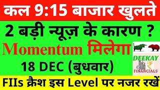 कल 9:15 बाजार खुलते Nifty Prediction For Tomorrow Banknifty Wednesday 18 December Market Prediction