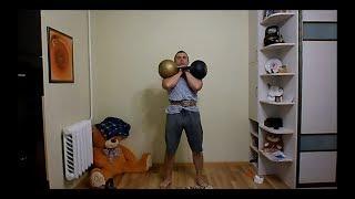 Взятие на грудь гирь 50кг и 47,5кг. Clean 50kg+47kg kettlebells