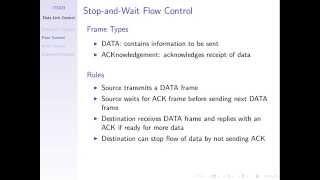 Stop and Wait Flow Control (ITS323, Lecture 17, 2014)