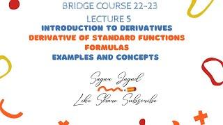 Introduction to derivative| Standard Formula of derivatives | Rules of derivative| Bridge Course