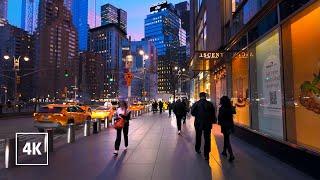 Relaxing Evening Walk in NEW YORK Sounds of Manhattan at Night- 4k Travel Walking Tour