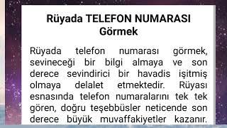 rüyada telefon numarası görmek