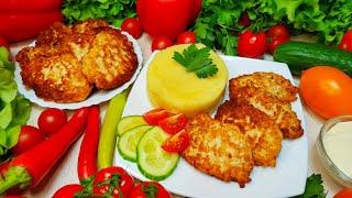 Very tender, juicy chicken pancakes with cheese - you will lick your fingers. Chicken fillet cutlets