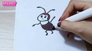 how to draw a cute ant/easy drawing/draw cute things