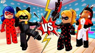 LADY BUG AND CAT NOIR VS ANTIBUG AND VOLPINA BATTLE NO MIRACULOUS RP - MIRACULOUS ROBLOX!