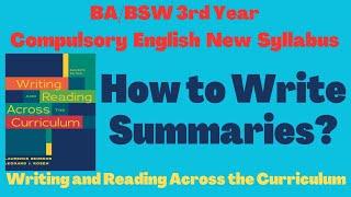 How to Write Summaries?|| BA/BSW 3rd Year || Compulsory English || Unit - 1