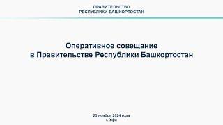 Оперативное совещание в Правительстве Республики Башкортостан: прямая трансляция 25 ноября 2024 г.