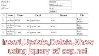 insert,update,delete using ajax jquery part-1