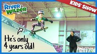 SKATEBOARDING: 4 YEAR OLD SKATER FIRST TIME ON HALFPIPE