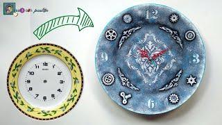 WALL CLOCK TABLE with MIXED TECHNIQUE, DIY restoration Steampunk. CO. PandahallSelected