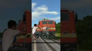 Cow and man Dancing on track try to stops the train#shorts