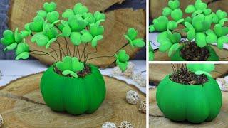 DIY Foamiran clover from gypsum pumpkin | Eva-Konfetti