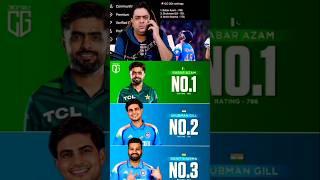 ICC Top 3 Odi Ranking || #shortsfeed#ytshorts #trending #viralvideo #cricket #rohit #gill #baberazam