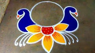 New year 2024 simple mayil kolam| new year Rangolidesigns|new year beautiful rangoli|Amazingrangoli