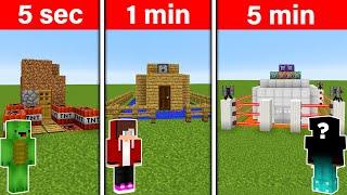 WE BUILT THE BEST SECURITY HOUSE! 5 SECONDS VS 1 MIN VS 5 MIN - Minecraft