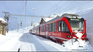  4K Cab ride St. Moritz - Tirano, fresh snow, strong winds & snowdrifts [03.2020]