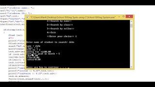 School Billing System using C