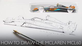 How to draw the McLaren MCL60 Formula 1 car in just a few minutes! Simple instructions - draw along!