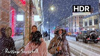 ️ POWERFUL SNOWFALL IN MOSCOW  Real Russian WINTER with snow - With Captions ⁴ᴷ (HDR)