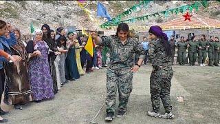 YPJ fighters and people in Shekhmakhsud district of Aleppo celebrate March 8. #YPJ