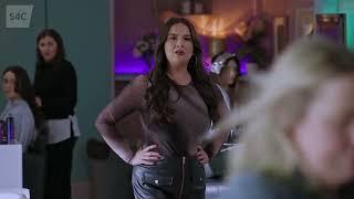 Woman in Black Leather Skirt