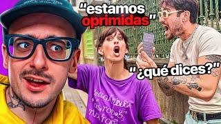 una mujer interrumpe una entrevista para discutir sobre FEMINISMO...
