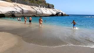 Walk along the Del Duque beach.  Spain 4K