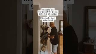 Her side has lighting and shelves. Mine has a hanger and a dream. Hit follow if you relate.