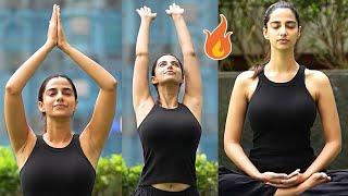 Actress Meenakshi Chaudhary GLAMOROUS Yoga Visuals | Meenakshi Chaudhary Hot Video | News Buzz