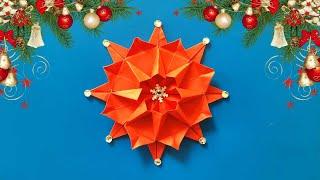 Объемная снежинка оригами из бумаги / Origami paper Snowflake / Christmas Snowflake