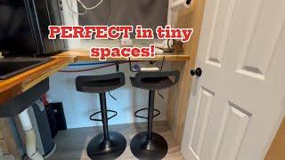 Review of the thksbought Set of 2 Modern Bar Stools in a small cabin tiny house kitchen