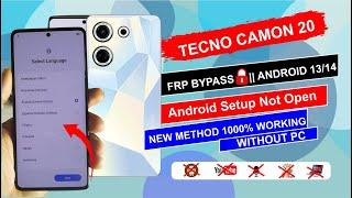 Tecno Camon 20 (CK6) Frp Bypass Android 13 New Method Without PC 2025|