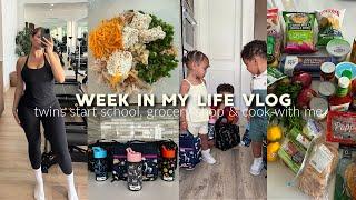 WEEKLY VLOG the twins start school, grocery shopping, cook with me, & more!