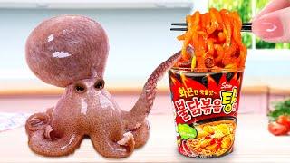 Best Korean Street FoodDelicious Miniature Stir Fry Spicy Baby Octopus Recipe️ Tiny Cakes