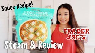 Trader Joe's vegetable dumplings dim sum style review|trader joe's asian food|tj's vegan dumplings