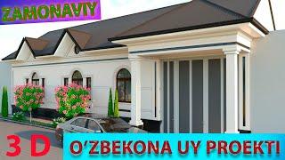 ZAMONAVIY O'ZBEKONA  UY PROEKTI  20 X28.70  7 XONALI    3 D MODEL