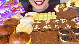 MILKA CHOCOLATE BARS & CHOCOLATE DONUT HOLES  | ASMR Mukbang | Real Eating Sounds