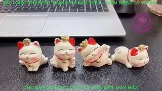 Sét 4 Mèo Thần Tài Trang Trí Nội Thất - Điểm Nhấn Lý Tưởng Cho Bàn Làm Việc và Ô Tô, Siêu Đẹp