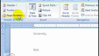 How to start Page Numbering in Microsoft Word 2007