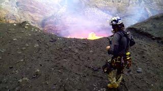 Man facing nature in fury