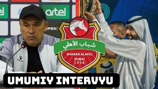 Roʻziqul Berdiyev va Shabab al-Ahli murabbiysi matbuot anjumanida