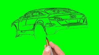 Sketch Drawing of car in green screen background - hdgreenstudio